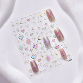 gold nail star and heart nail art stickers